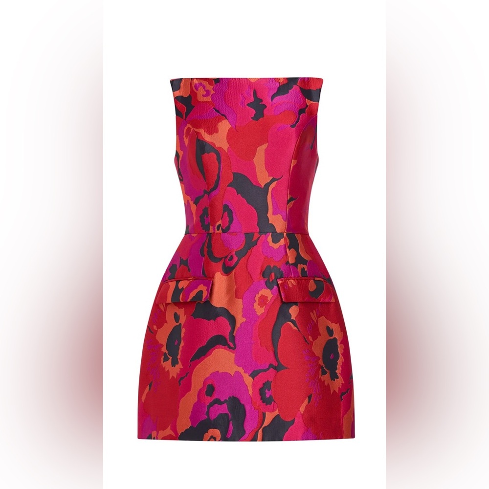 Amanda Uprichard Pink and Red Floral Mini Dress